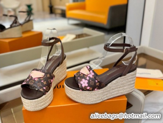 Best Grade Louis Vuitton Helios Platform Sandals 9cm Monogram/Pink Bloom 2026 1AHLOA