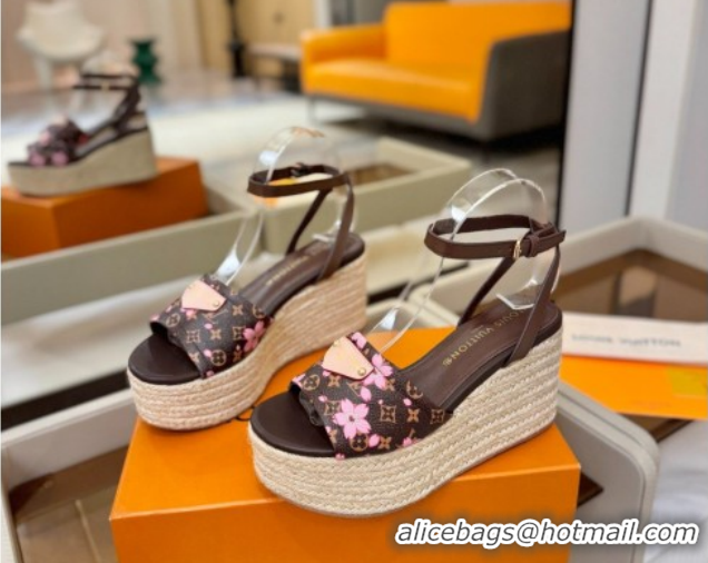 Best Grade Louis Vuitton Helios Platform Sandals 9cm Monogram/Pink Bloom 2026 1AHLOA