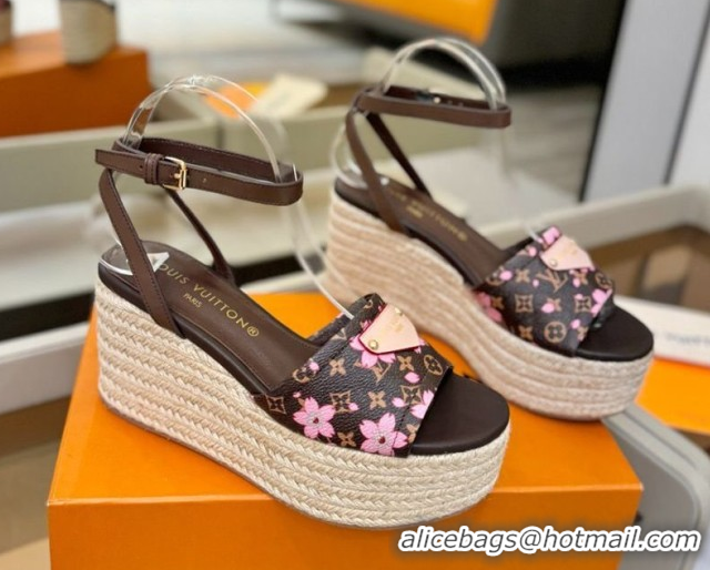 Best Grade Louis Vuitton Helios Platform Sandals 9cm Monogram/Pink Bloom 2026 1AHLOA