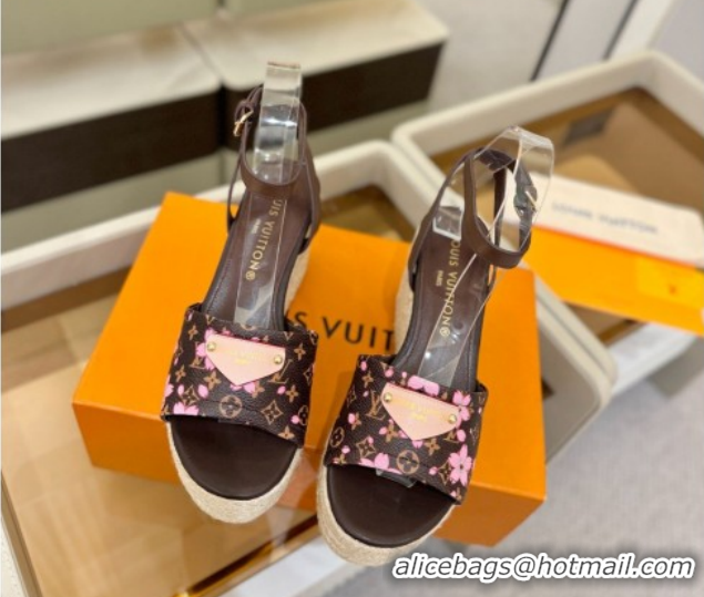 Best Grade Louis Vuitton Helios Platform Sandals 9cm Monogram/Pink Bloom 2026 1AHLOA