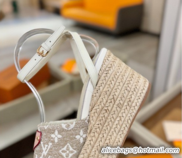 Unique Style Louis Vuitton Helios Platform Sandals 9cm in Monogram Jacquard Grey 2026 1AHLOA