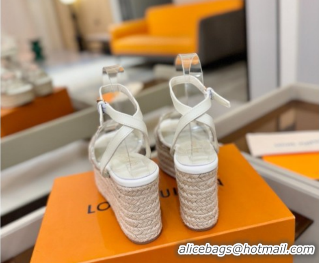 Unique Style Louis Vuitton Helios Platform Sandals 9cm in Monogram Jacquard Grey 2026 1AHLOA