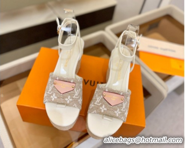 Unique Style Louis Vuitton Helios Platform Sandals 9cm in Monogram Jacquard Grey 2026 1AHLOA
