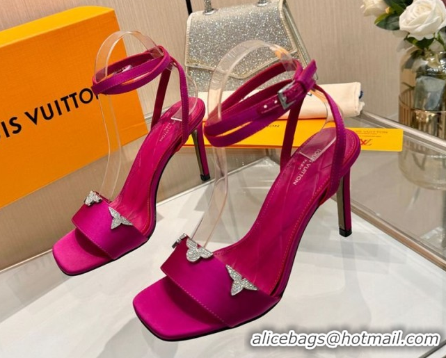 Buy Luxury Louis Vuitton Gala Heel Sandals 9cm in Satin with Monogram Flower Fuchsia Pink 2026 1AIUVK