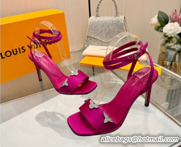 Buy Luxury Louis Vuitton Gala Heel Sandals 9cm in Satin with Monogram Flower Fuchsia Pink 2026 1AIUVK