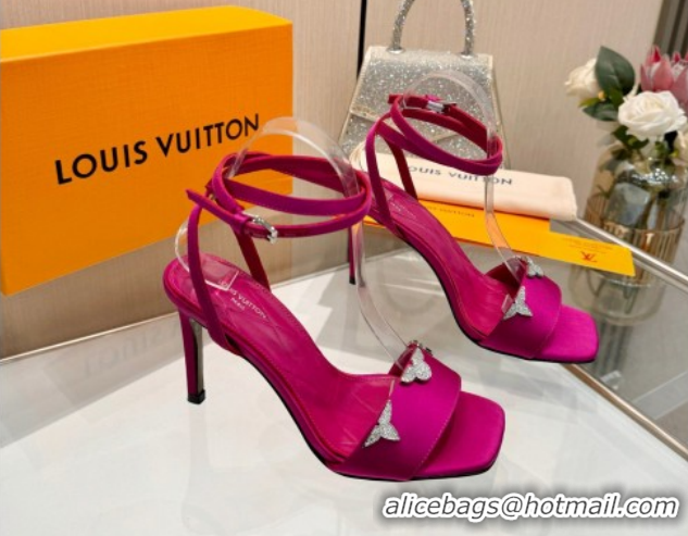 Buy Luxury Louis Vuitton Gala Heel Sandals 9cm in Satin with Monogram Flower Fuchsia Pink 2026 1AIUVK