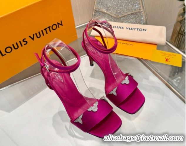 Buy Luxury Louis Vuitton Gala Heel Sandals 9cm in Satin with Monogram Flower Fuchsia Pink 2026 1AIUVK