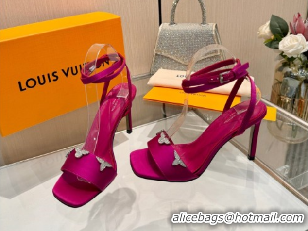 Buy Luxury Louis Vuitton Gala Heel Sandals 9cm in Satin with Monogram Flower Fuchsia Pink 2026 1AIUVK