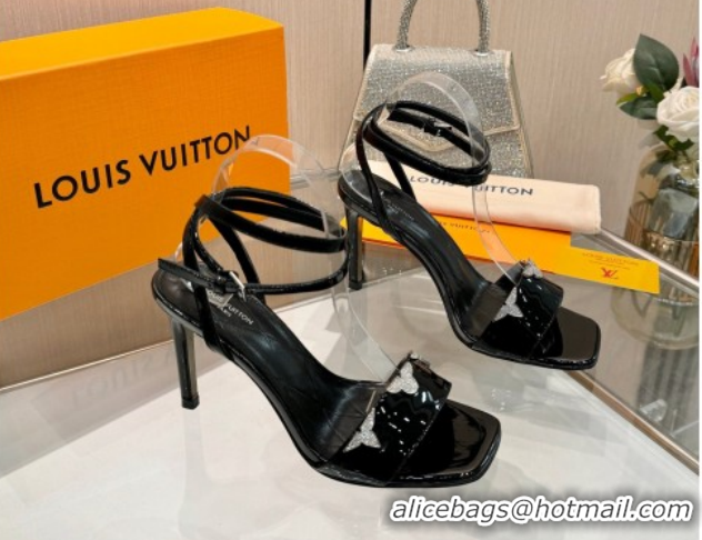Top Grade Louis Vuitton Gala Heel Sandals 9cm in Patent Leather with Monogram Flower Black 2026 1AIUVK