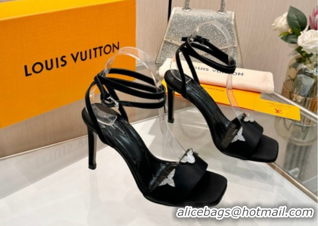 Best Price Louis Vuitton Gala Heel Sandals 9cm in Satin with Monogram Flower Black 2026 1AIUVK