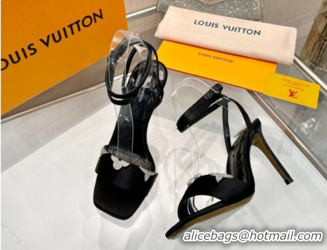 Best Price Louis Vuitton Gala Heel Sandals 9cm in Satin with Monogram Flower Black 2026 1AIUVK