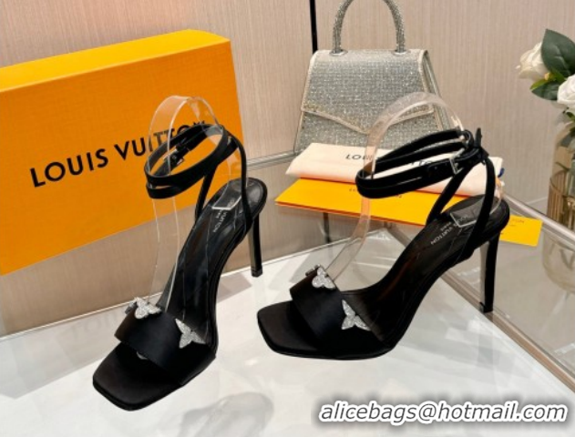 Best Price Louis Vuitton Gala Heel Sandals 9cm in Satin with Monogram Flower Black 2026 1AIUVK