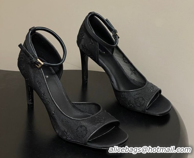 Purchase Louis Vuitton Gala Heel Sandals 8.5cm in Translucent Mesh and Strass Black 2026 1AJPS1