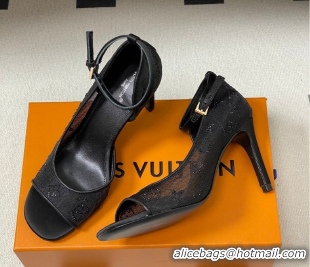 Purchase Louis Vuitton Gala Heel Sandals 8.5cm in Translucent Mesh and Strass Black 2026 1AJPS1