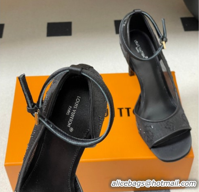 Purchase Louis Vuitton Gala Heel Sandals 8.5cm in Translucent Mesh and Strass Black 2026 1AJPS1
