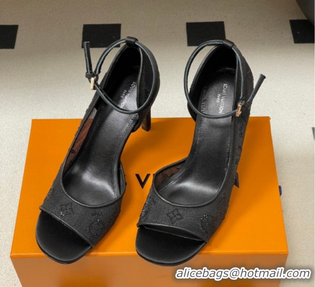 Purchase Louis Vuitton Gala Heel Sandals 8.5cm in Translucent Mesh and Strass Black 2026 1AJPS1