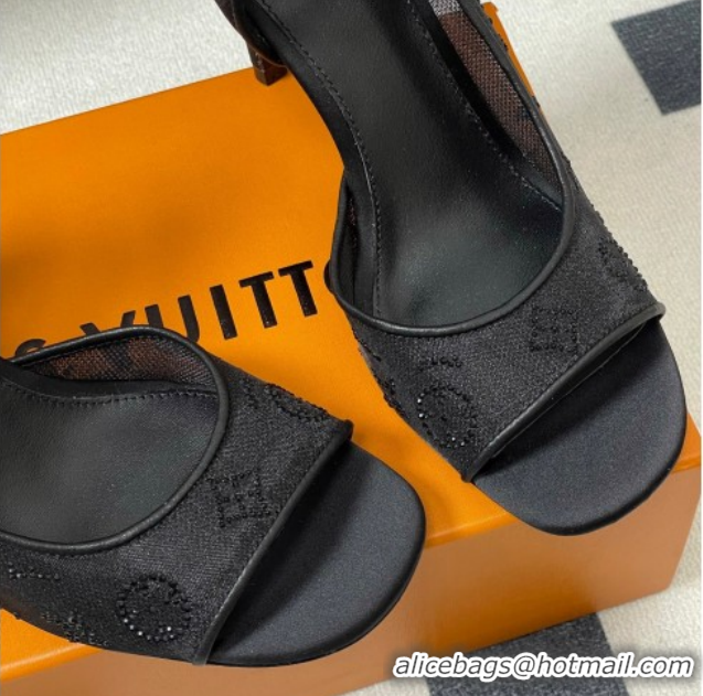 Purchase Louis Vuitton Gala Heel Sandals 8.5cm in Translucent Mesh and Strass Black 2026 1AJPS1