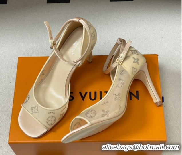 Most Popular Louis Vuitton Gala Heel Sandals 8.5cm in Translucent Mesh and Strass Nude 2026 1AJPS1