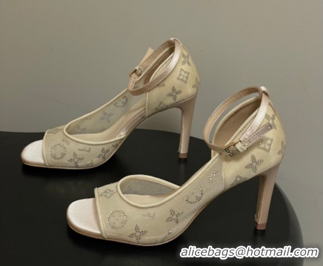Most Popular Louis Vuitton Gala Heel Sandals 8.5cm in Translucent Mesh and Strass Nude 2026 1AJPS1