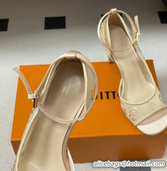 Most Popular Louis Vuitton Gala Heel Sandals 8.5cm in Translucent Mesh and Strass Nude 2026 1AJPS1