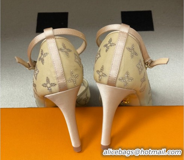 Most Popular Louis Vuitton Gala Heel Sandals 8.5cm in Translucent Mesh and Strass Nude 2026 1AJPS1