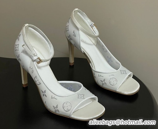 Low Cost Louis Vuitton Gala Heel Sandals 8.5cm in Translucent Mesh and Strass White 2026 1AJPS1