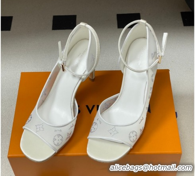 Low Cost Louis Vuitton Gala Heel Sandals 8.5cm in Translucent Mesh and Strass White 2026 1AJPS1