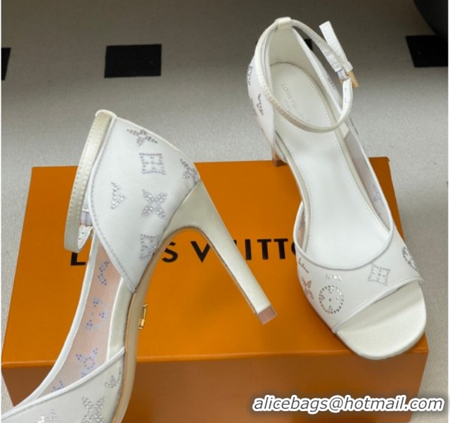Low Cost Louis Vuitton Gala Heel Sandals 8.5cm in Translucent Mesh and Strass White 2026 1AJPS1