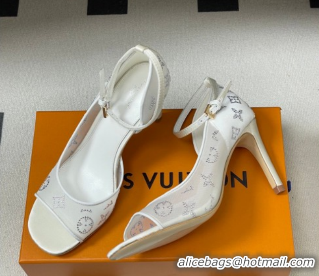 Low Cost Louis Vuitton Gala Heel Sandals 8.5cm in Translucent Mesh and Strass White 2026 1AJPS1