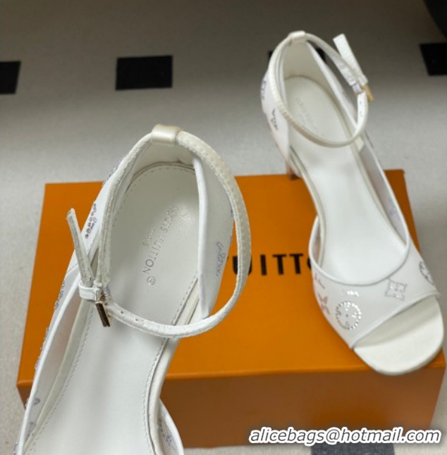 Low Cost Louis Vuitton Gala Heel Sandals 8.5cm in Translucent Mesh and Strass White 2026 1AJPS1