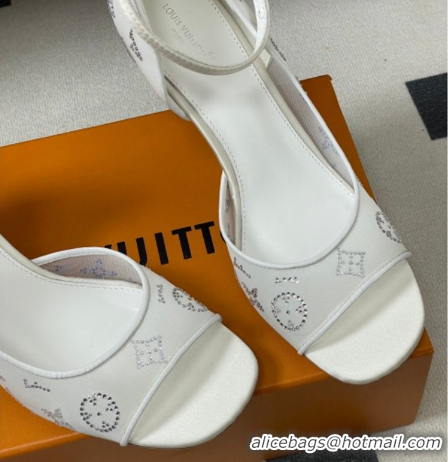 Low Cost Louis Vuitton Gala Heel Sandals 8.5cm in Translucent Mesh and Strass White 2026 1AJPS1
