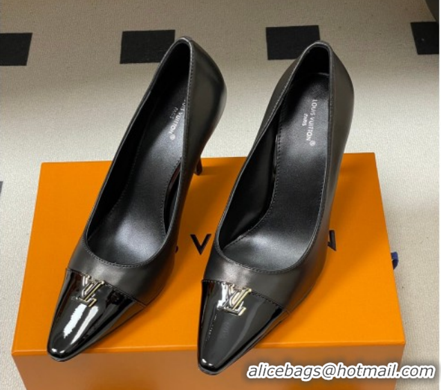 Stylish Louis Vuitton City Pumps 9.5cm in Calfskin and Patent Leather Black 2026 1AIT00