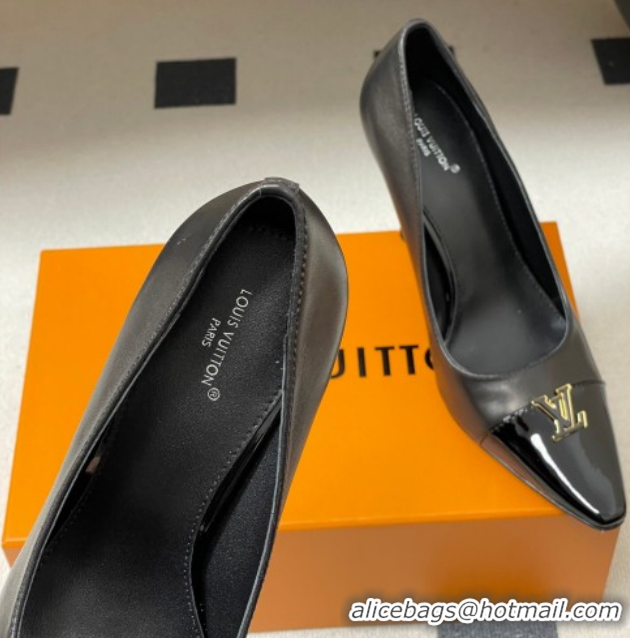 Stylish Louis Vuitton City Pumps 9.5cm in Calfskin and Patent Leather Black 2026 1AIT00