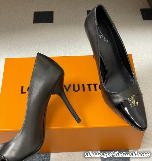 Stylish Louis Vuitton City Pumps 9.5cm in Calfskin and Patent Leather Black 2026 1AIT00