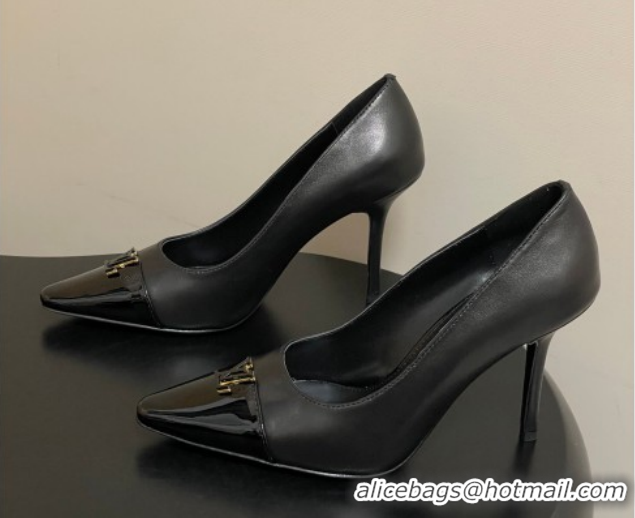 Stylish Louis Vuitton City Pumps 9.5cm in Calfskin and Patent Leather Black 2026 1AIT00