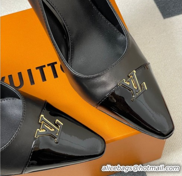Stylish Louis Vuitton City Pumps 9.5cm in Calfskin and Patent Leather Black 2026 1AIT00