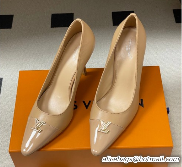 Durable Louis Vuitton City Pumps 9.5cm in Calfskin and Patent Leather Nude 2026 1AIT00