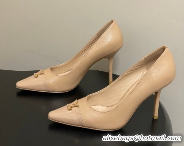 Durable Louis Vuitton City Pumps 9.5cm in Calfskin and Patent Leather Nude 2026 1AIT00
