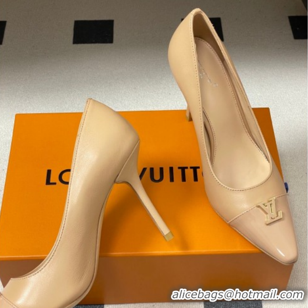 Durable Louis Vuitton City Pumps 9.5cm in Calfskin and Patent Leather Nude 2026 1AIT00