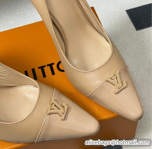 Durable Louis Vuitton City Pumps 9.5cm in Calfskin and Patent Leather Nude 2026 1AIT00