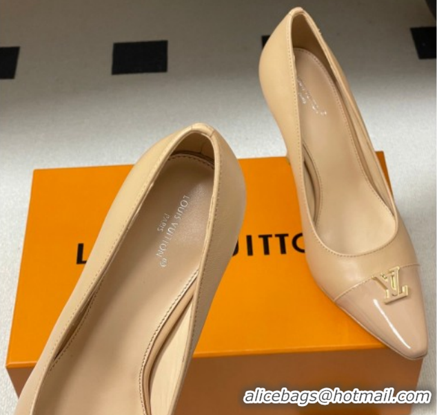 Durable Louis Vuitton City Pumps 9.5cm in Calfskin and Patent Leather Nude 2026 1AIT00