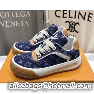 Sumptuous Louis Vuitton LV Tilted Sneakers in Damier Canvas Dark Blue 2026 1AJTJ9