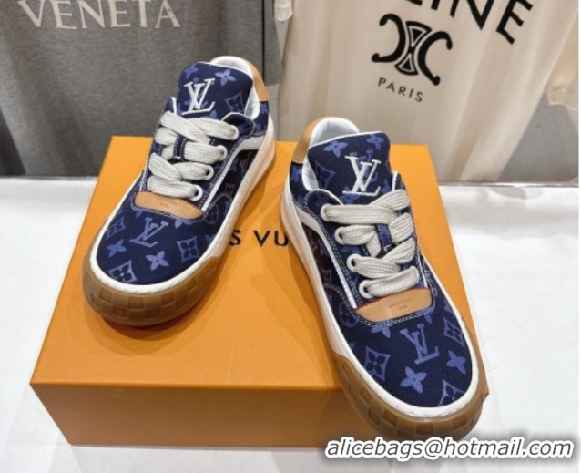 Sumptuous Louis Vuitton LV Tilted Sneakers in Damier Canvas Dark Blue 2026 1AJTJ9