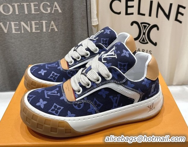 Sumptuous Louis Vuitton LV Tilted Sneakers in Damier Canvas Dark Blue 2026 1AJTJ9