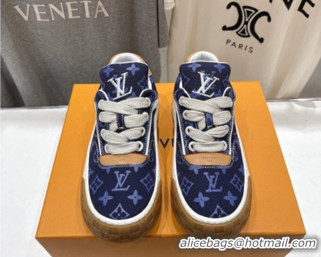 Sumptuous Louis Vuitton LV Tilted Sneakers in Damier Canvas Dark Blue 2026 1AJTJ9