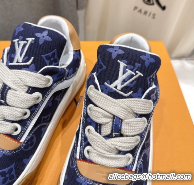 Sumptuous Louis Vuitton LV Tilted Sneakers in Damier Canvas Dark Blue 2026 1AJTJ9