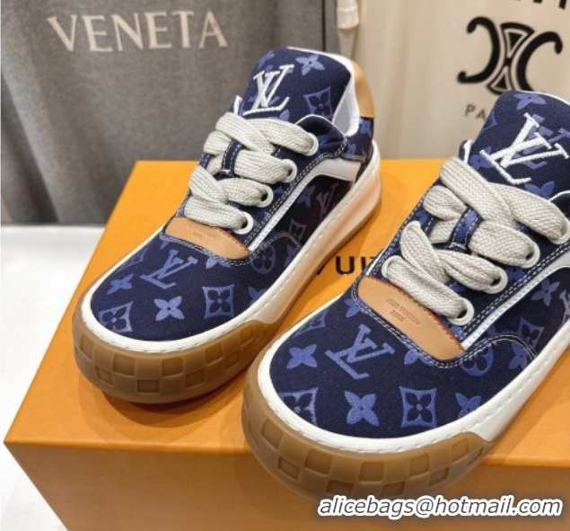 Sumptuous Louis Vuitton LV Tilted Sneakers in Damier Canvas Dark Blue 2026 1AJTJ9
