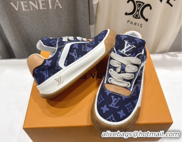 Sumptuous Louis Vuitton LV Tilted Sneakers in Damier Canvas Dark Blue 2026 1AJTJ9