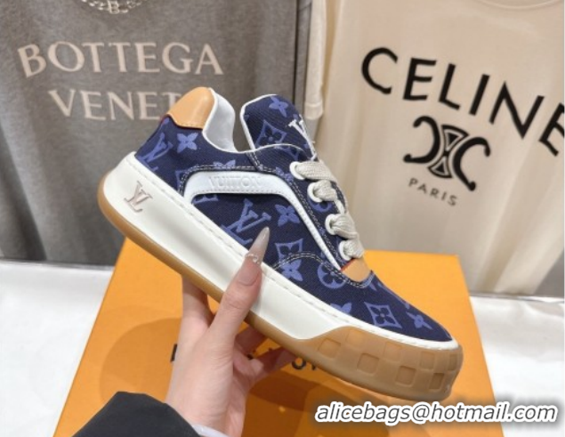 Sumptuous Louis Vuitton LV Tilted Sneakers in Damier Canvas Dark Blue 2026 1AJTJ9