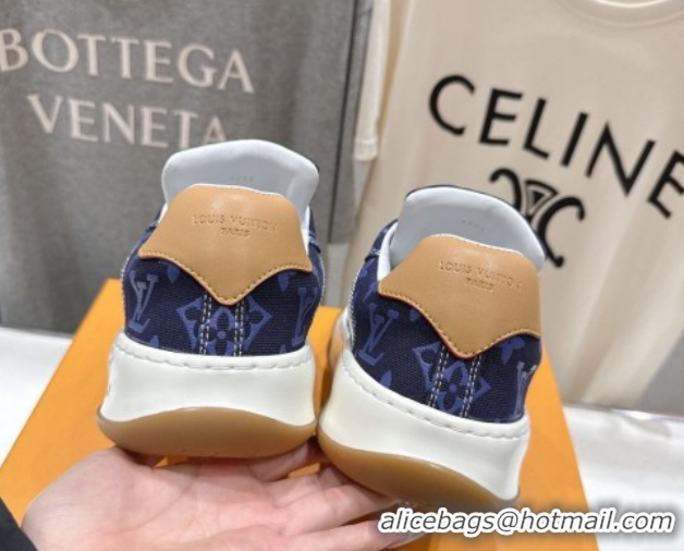 Sumptuous Louis Vuitton LV Tilted Sneakers in Damier Canvas Dark Blue 2026 1AJTJ9